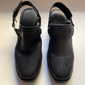 Born size 10 M Black Moto sling-back Platform Leather Bootie